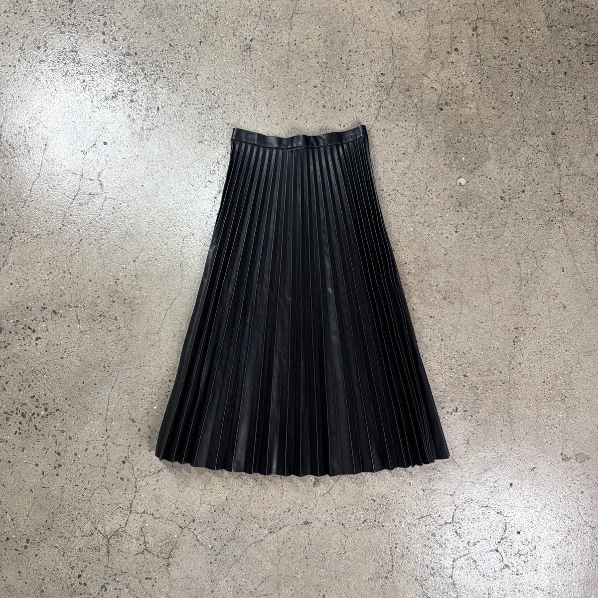 Balenciaga Pleated Leather Midi Skirt