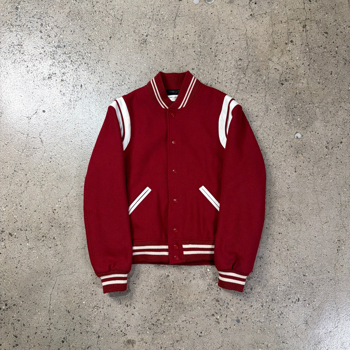 Saint Laurent Teddy Red Varsity Jacket