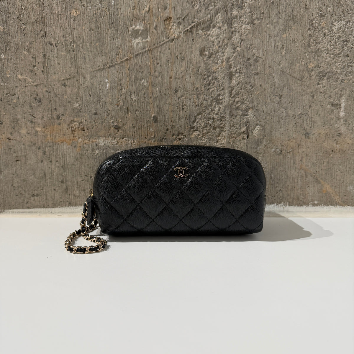Chanel Caviar Leather Double Zip Toiletry Bag