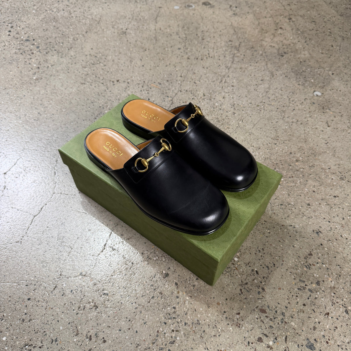 Gucci Leather Horse-bit Mules