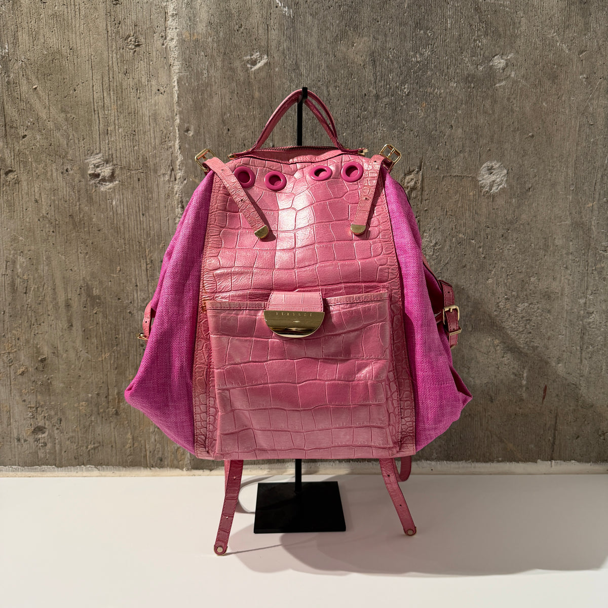 Versace Croc Print Backpack