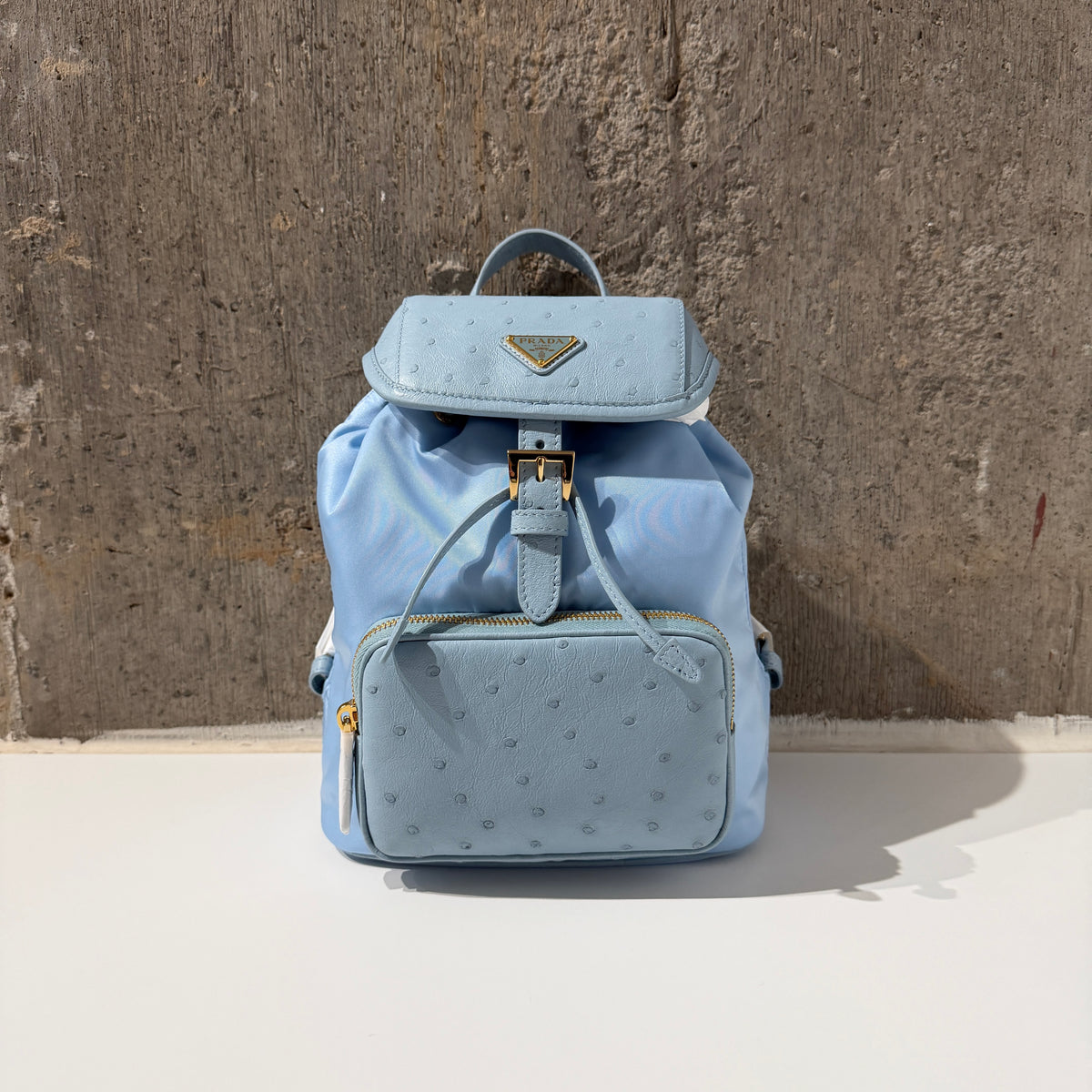 Prada Re-Nylon and Ostrich Leather Backpack