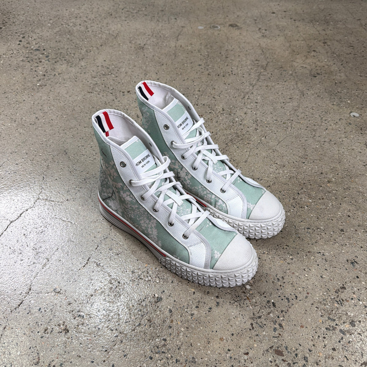 Thom Browne Toile-Print High-Top Sneakers