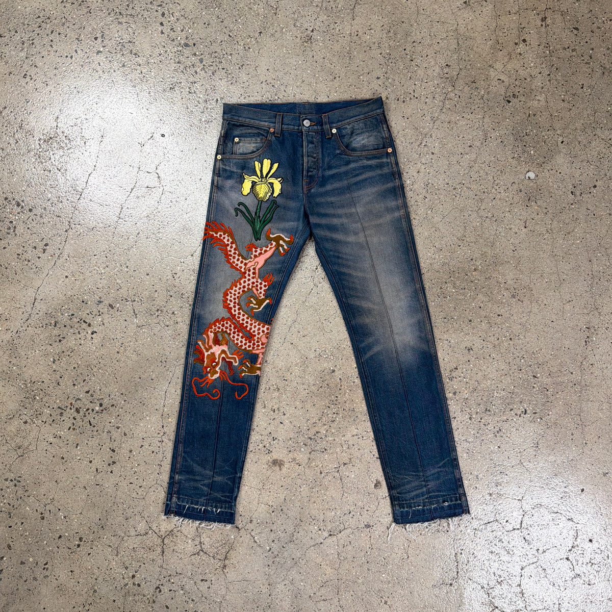 Gucci SS17 Dragon Embroidered Jeans