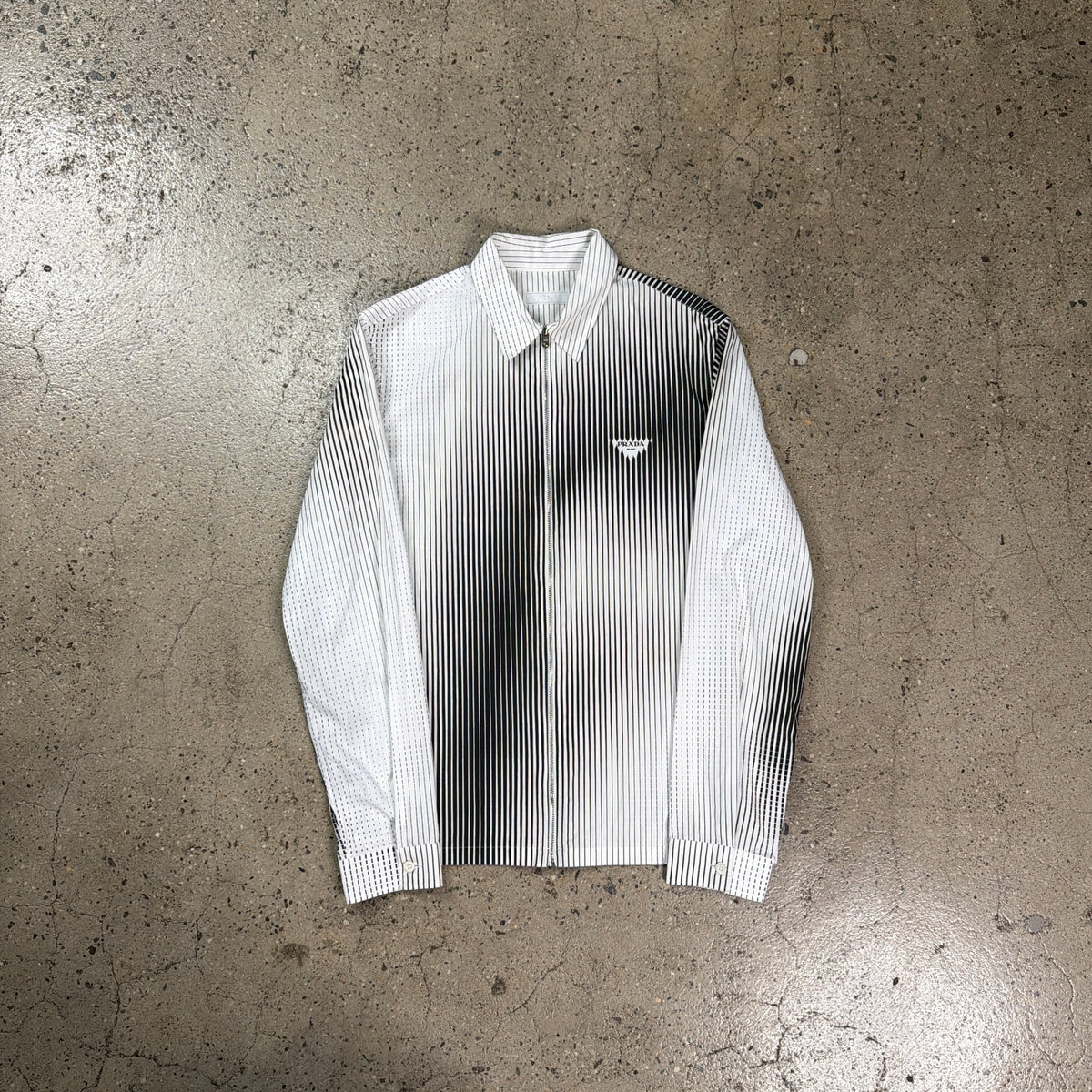 Prada Striped Zip Up Shirt