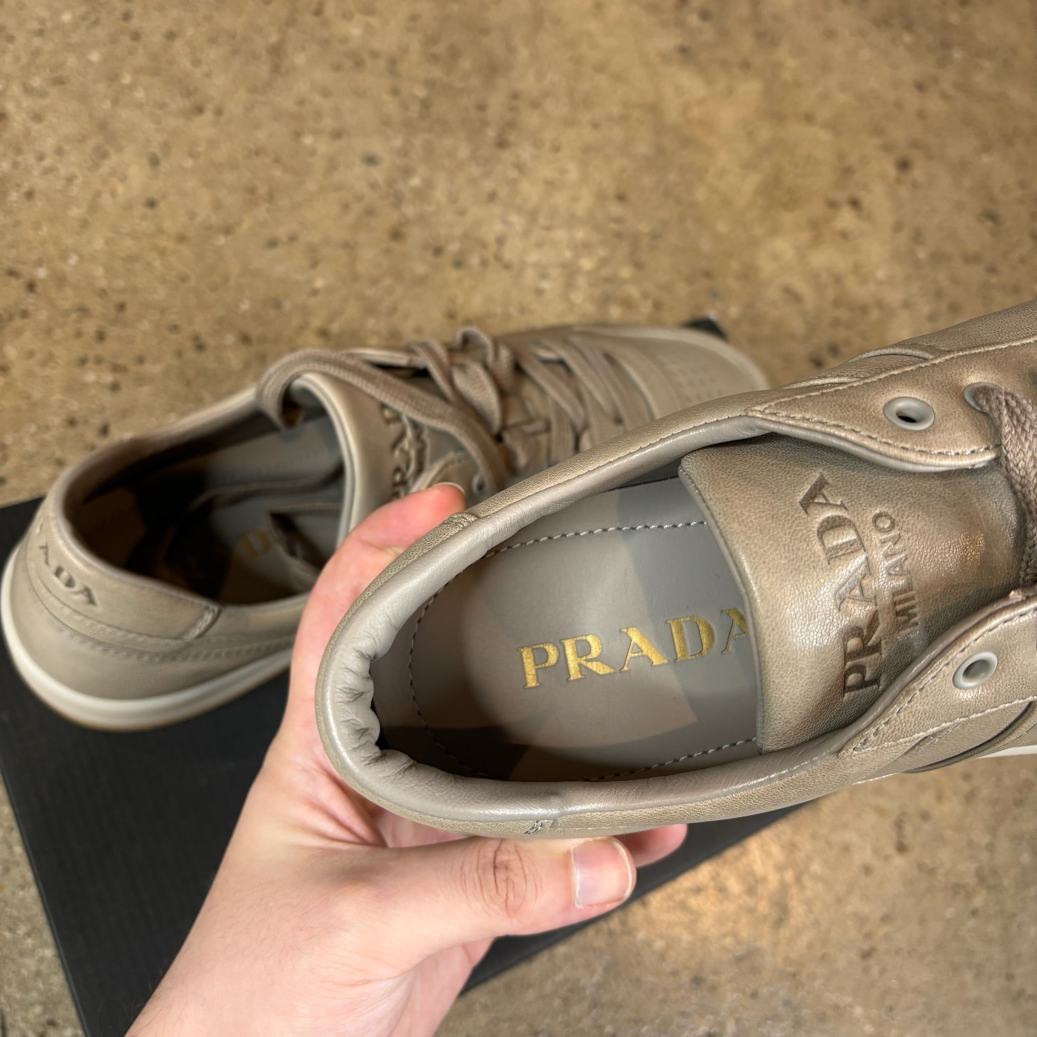 Prada Downtown Leather Sneakers