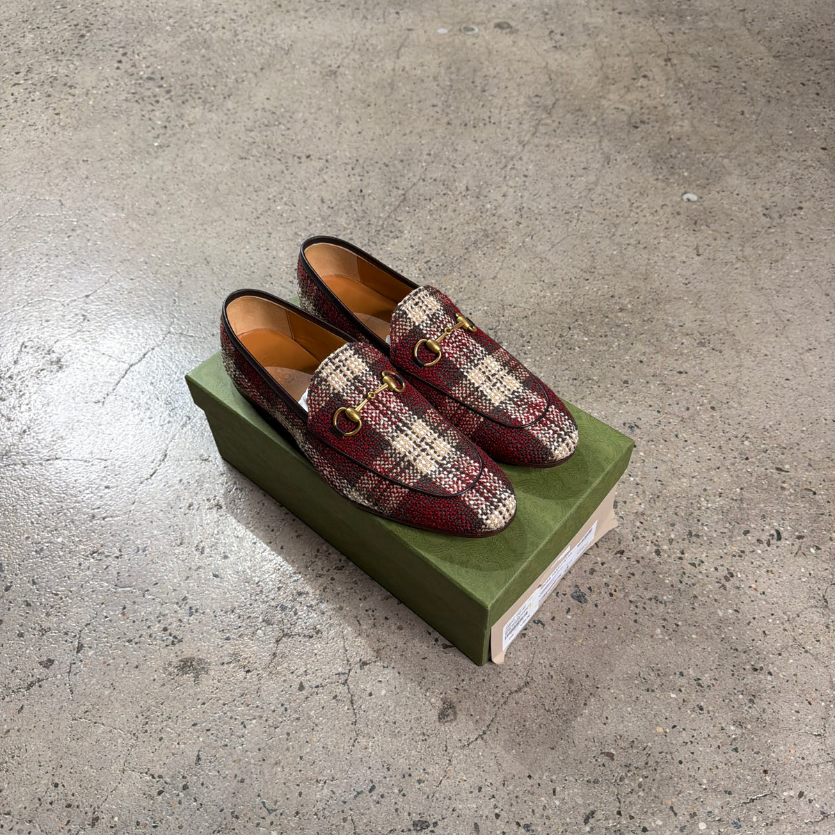 Gucci Jordaan Tweed Horsebit Loafers