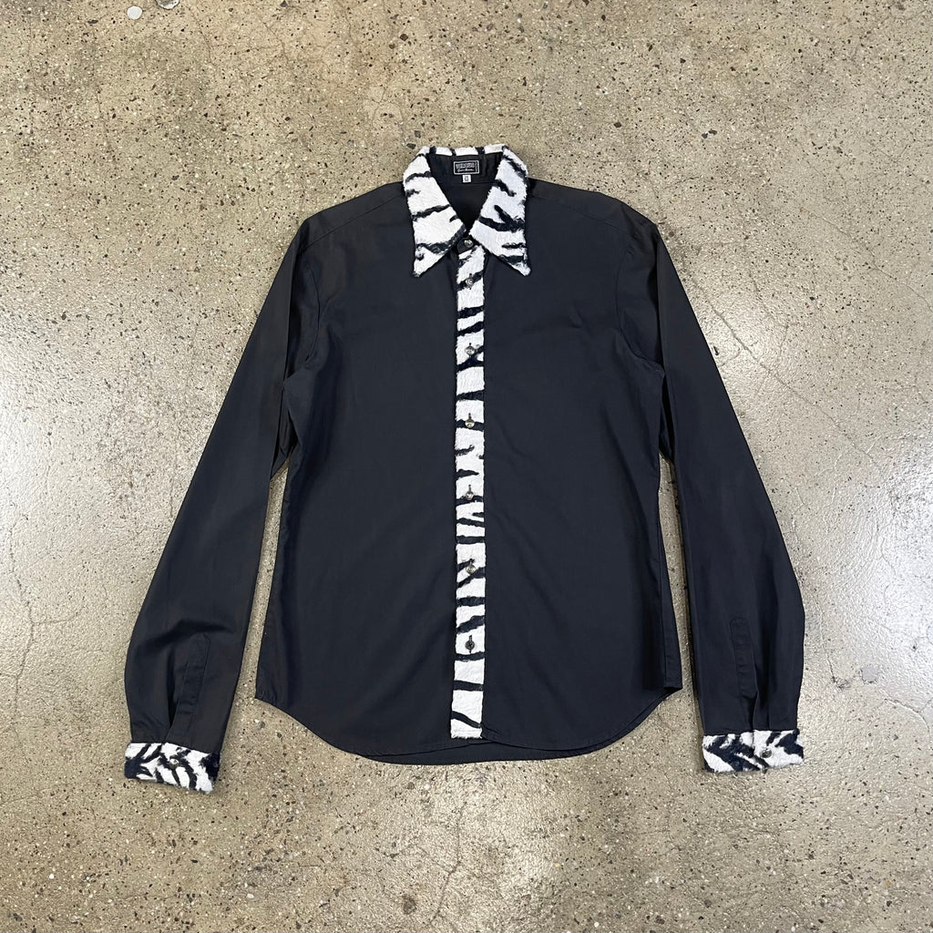 Versace Zebra Print Faux Fur Shirt