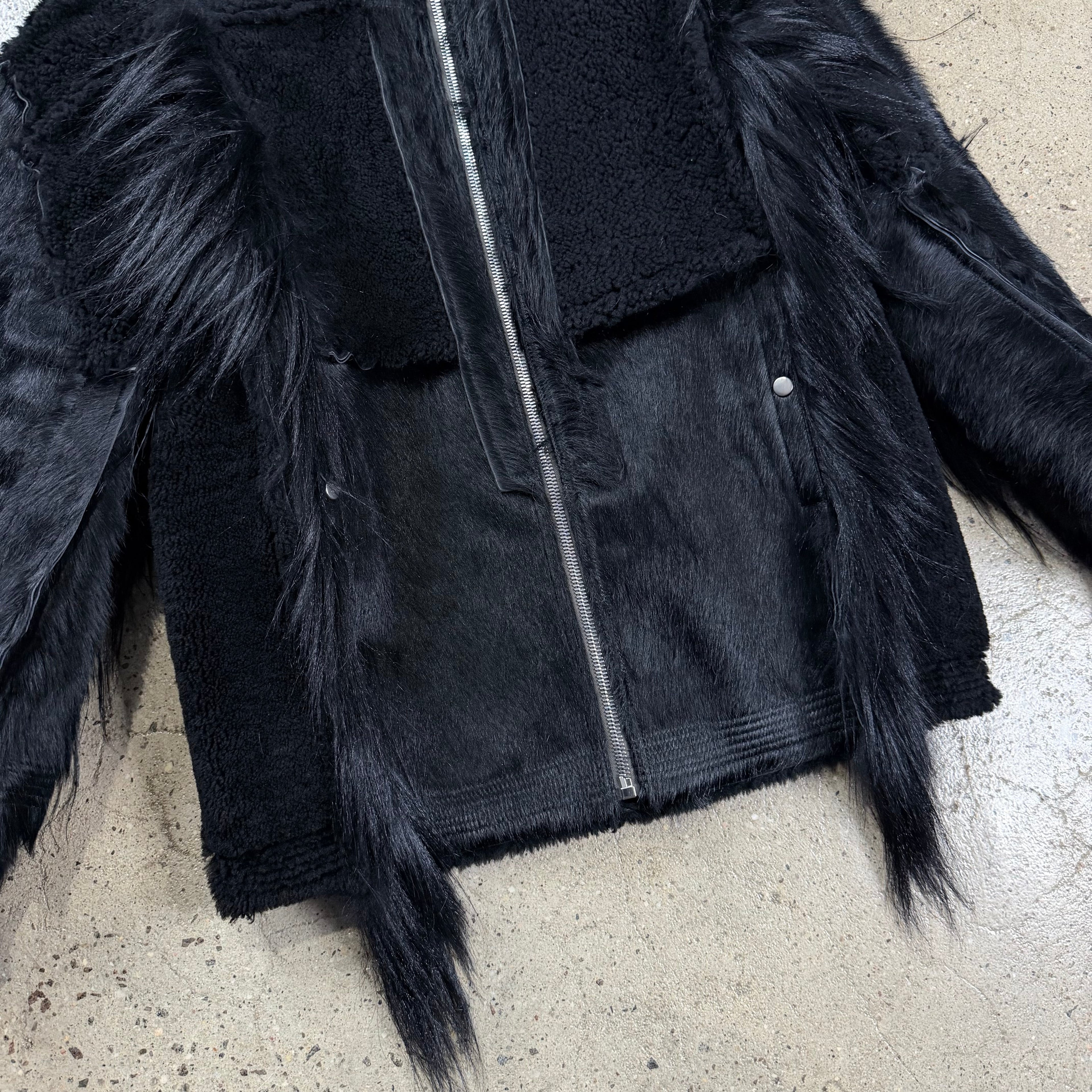 Rick Owens Strobe Collage Fur Coat 46 outerwear