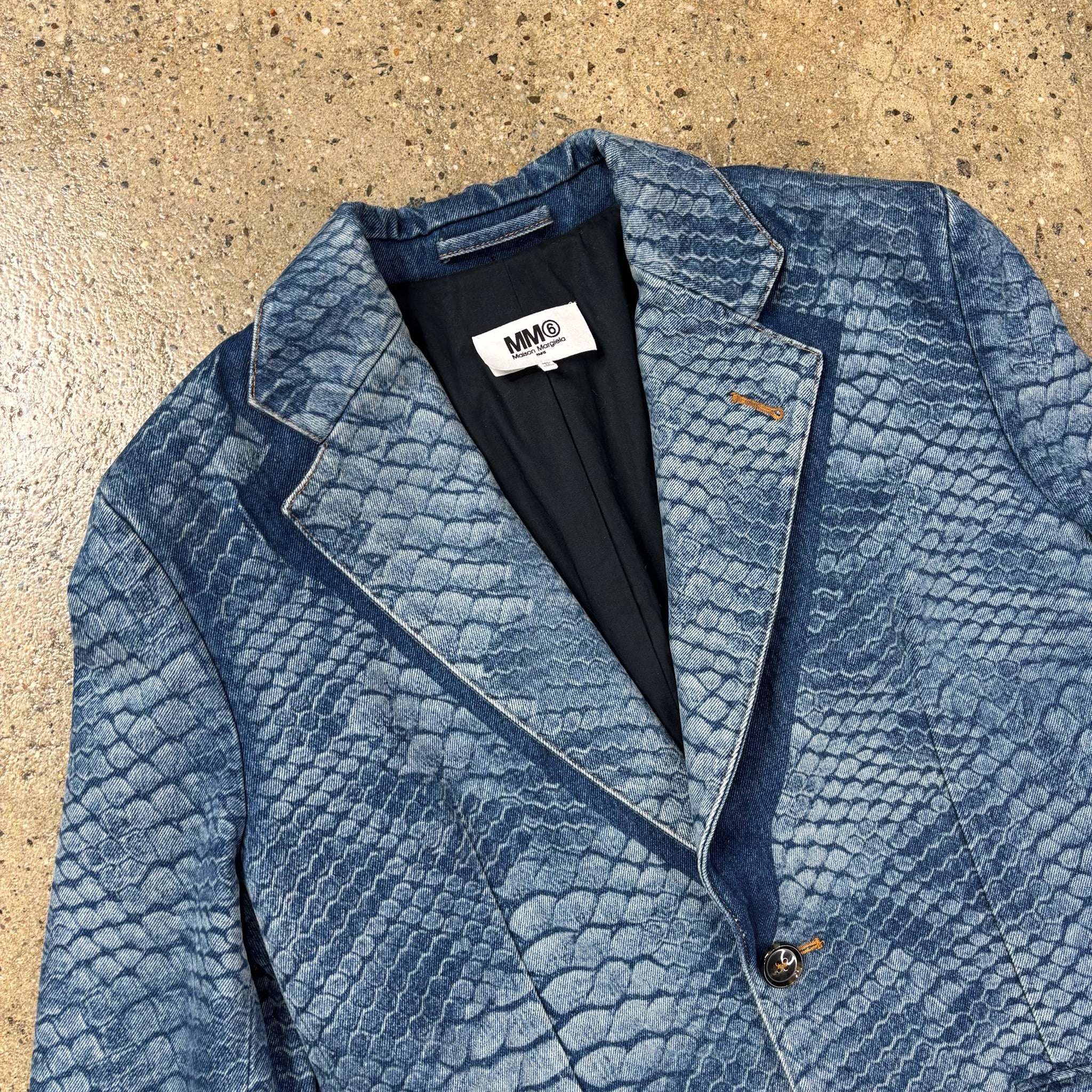Maison Margiela  MM6 Snakeskin Print Denim Blazer