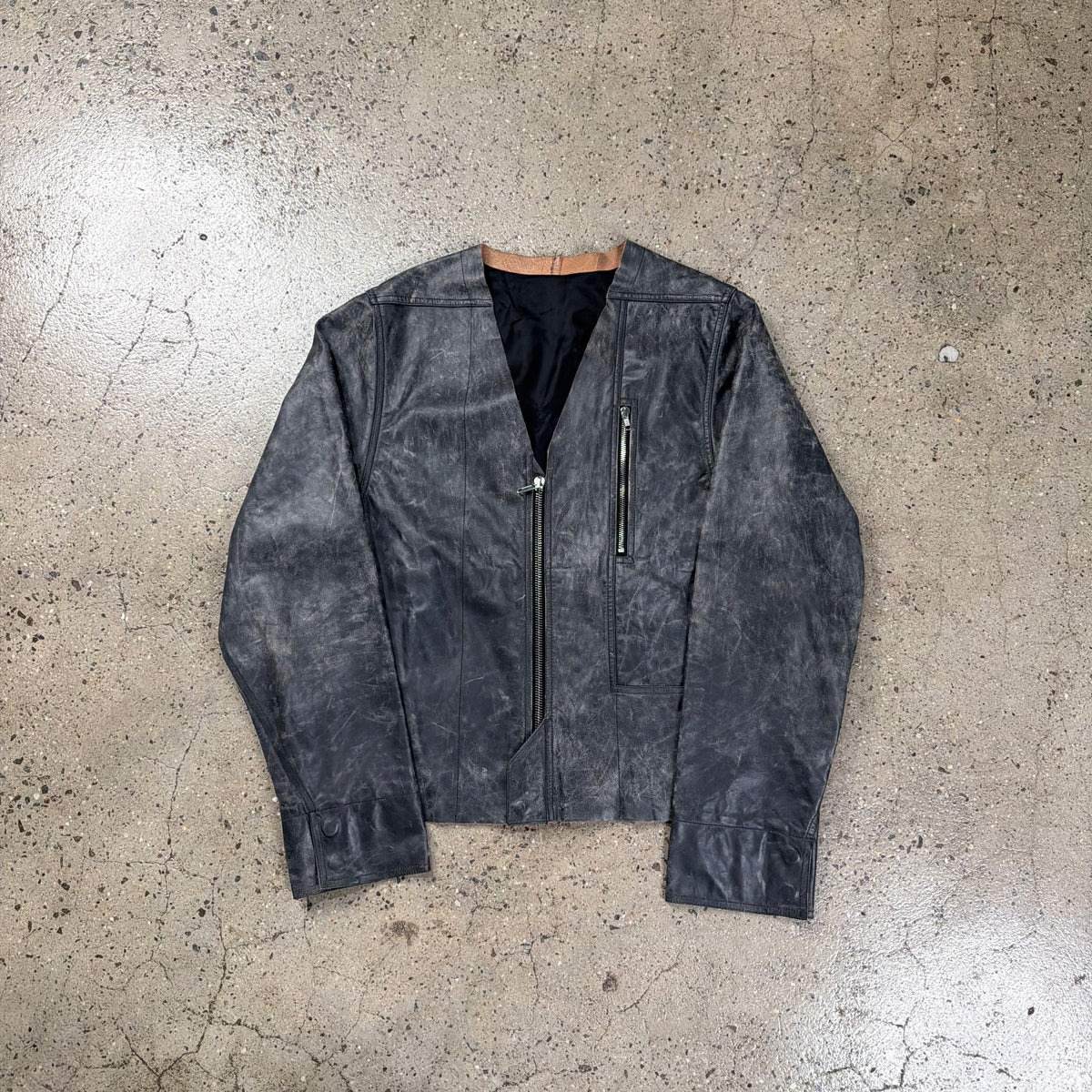 Rick Owens SS25 “Hollywood” Distressed Leather Jacket