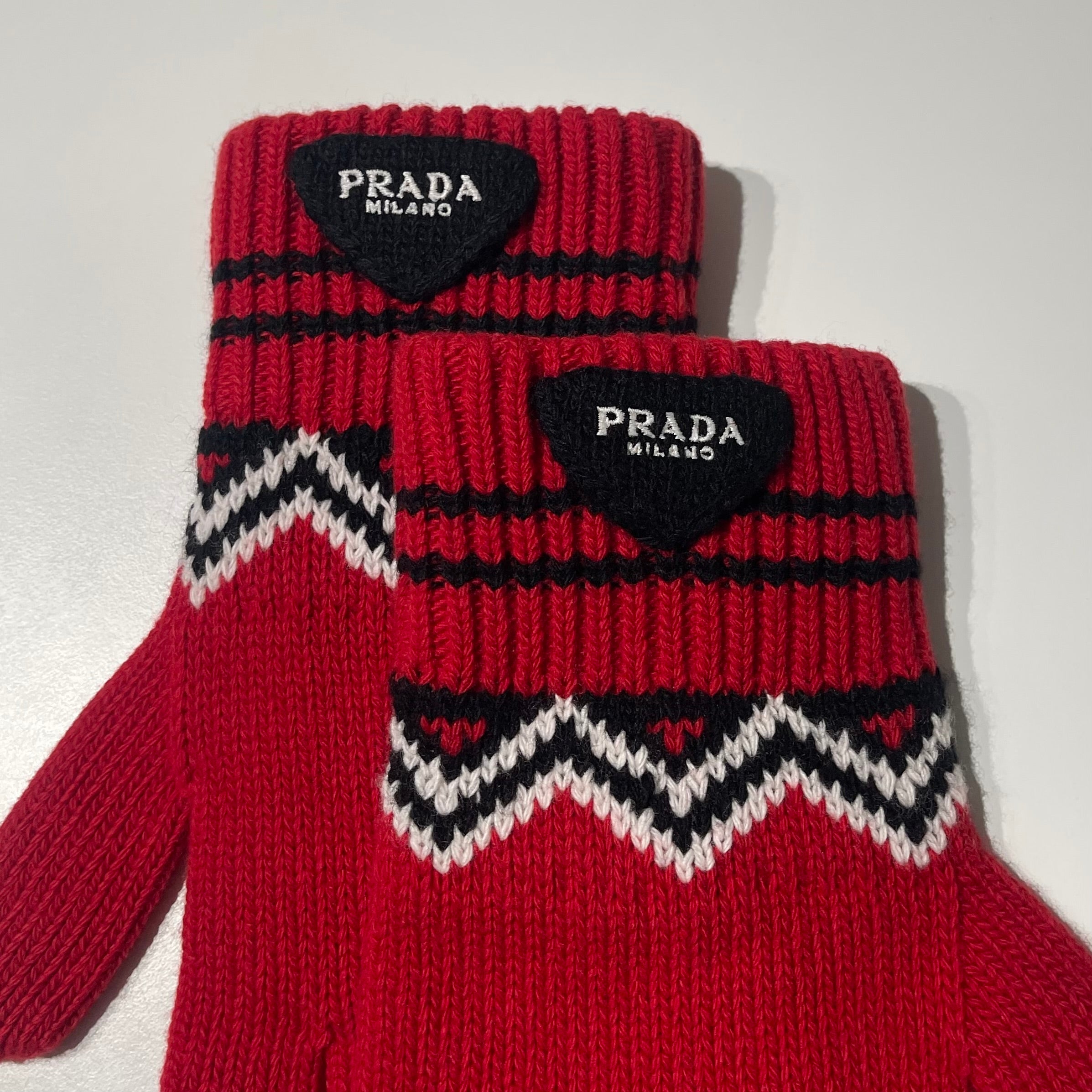 Prada Chevron Knit Gloves