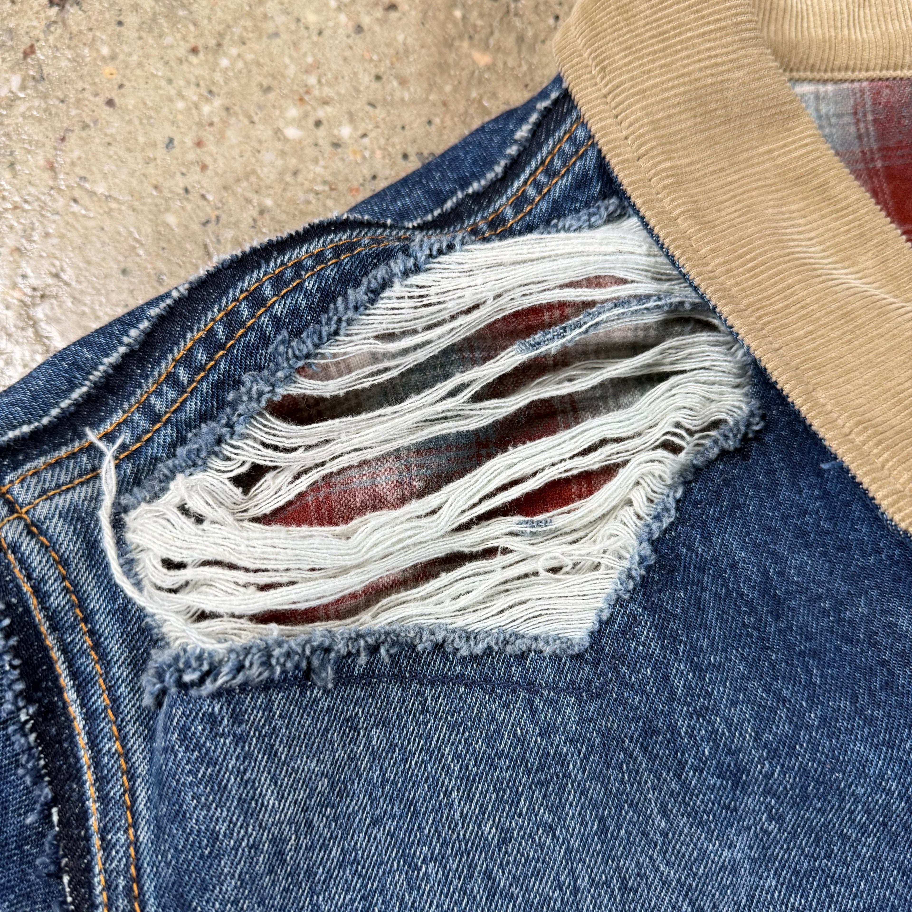 Maison Margiela X Pendleton Distressed Denim Jacket