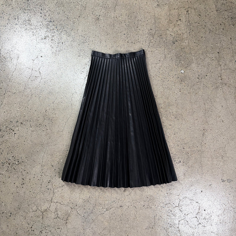 Balenciaga Pleated Leather Midi Skirt