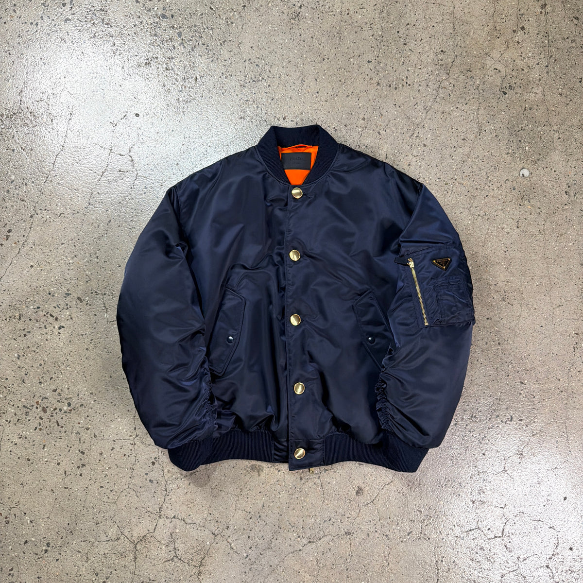 Prada Buttoned Re-Nylon Bomber Jacket