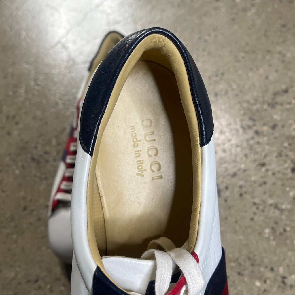 Gucci 192713 Perforated Leather Web Sneaker