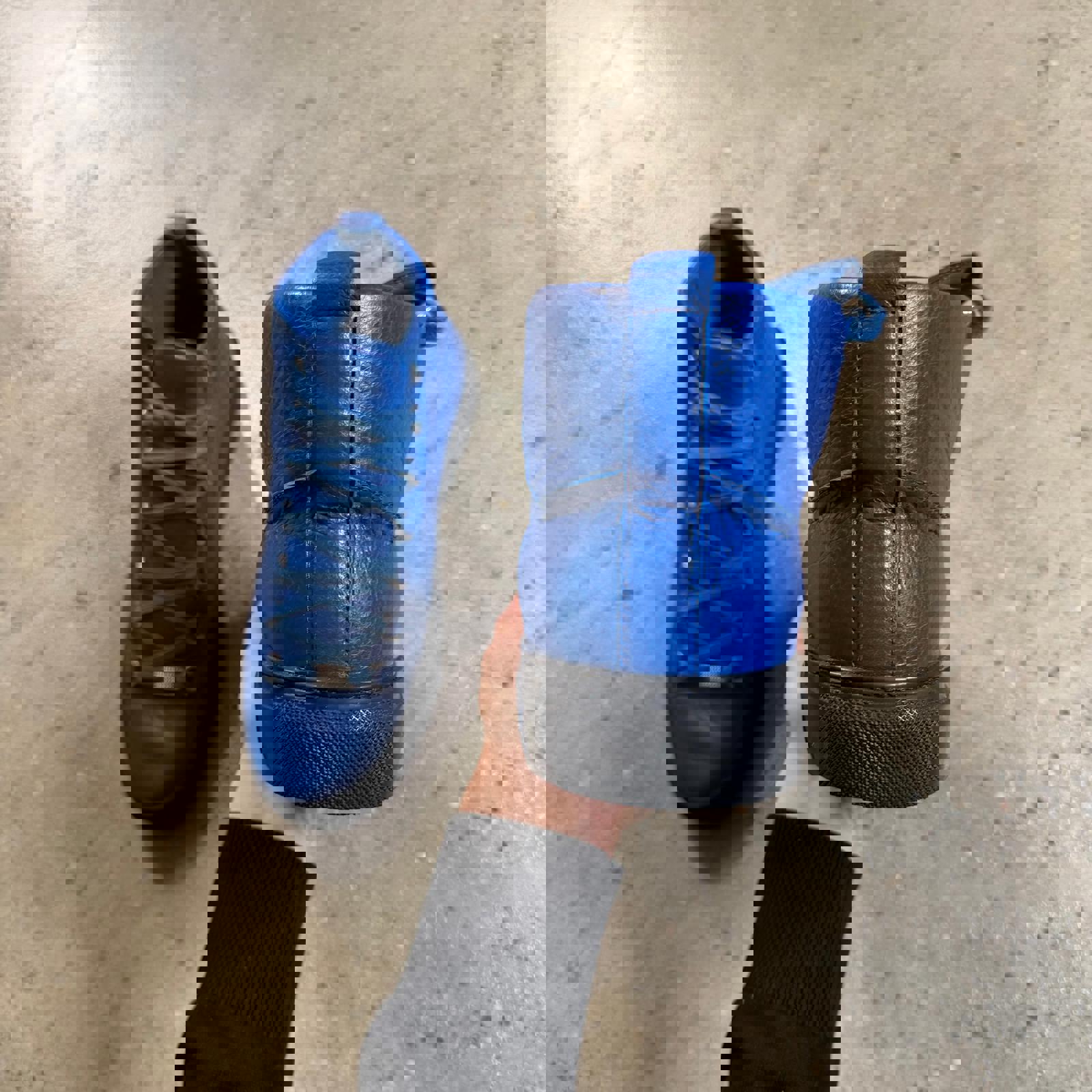 Balenciaga Leather Arena Sneakers (Blue) 12 / Blue