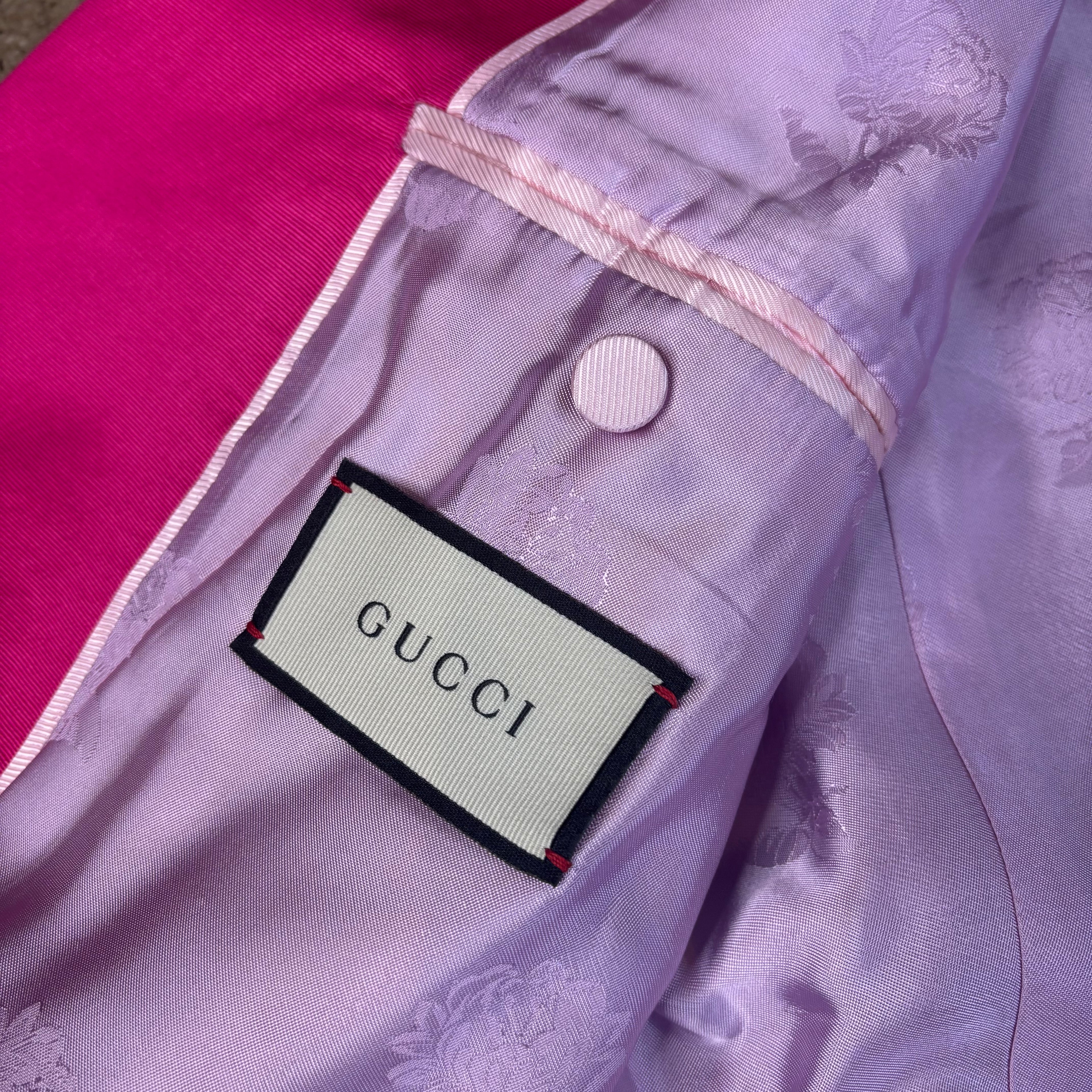 Gucci Two Tone Double Breasted Tuxedo Blazer