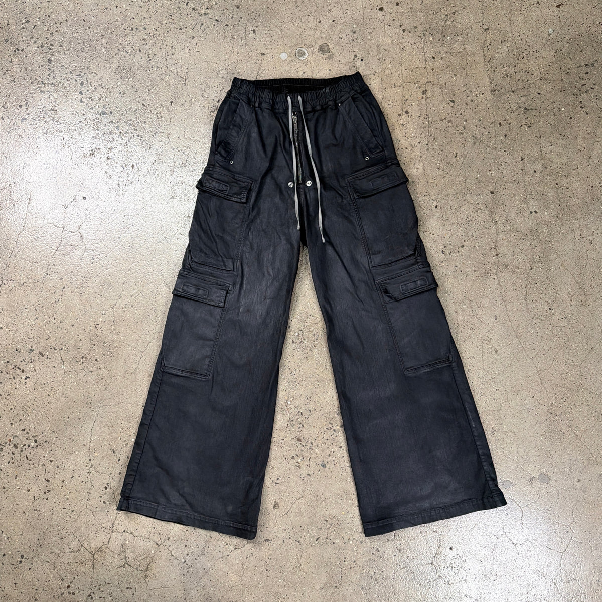 Rick Owens Waxed Jumbo Bela Cargo Jeans