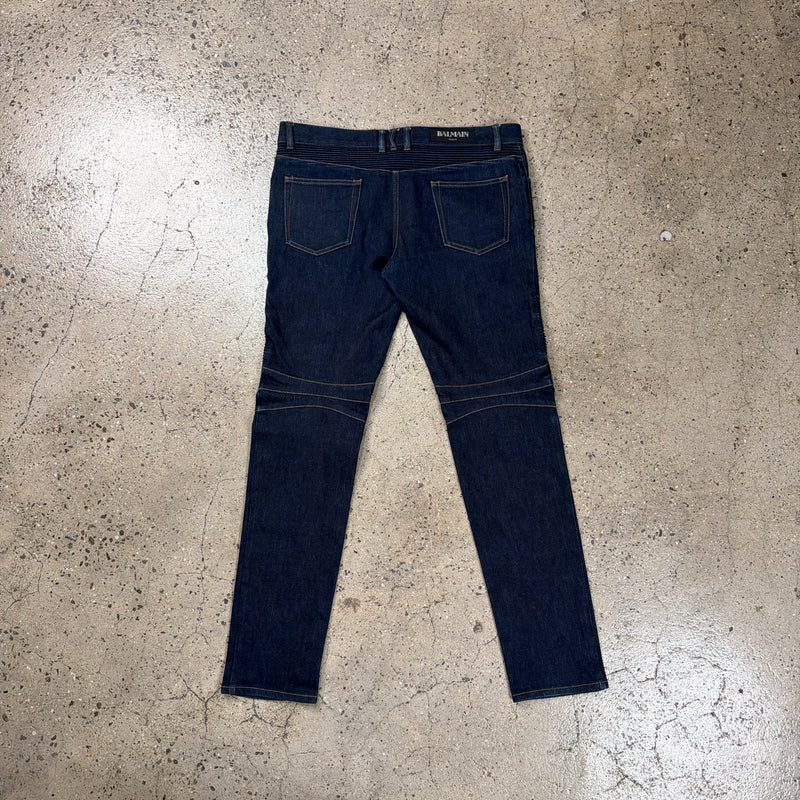 Balmain Selvedge Denim Biker Jeans