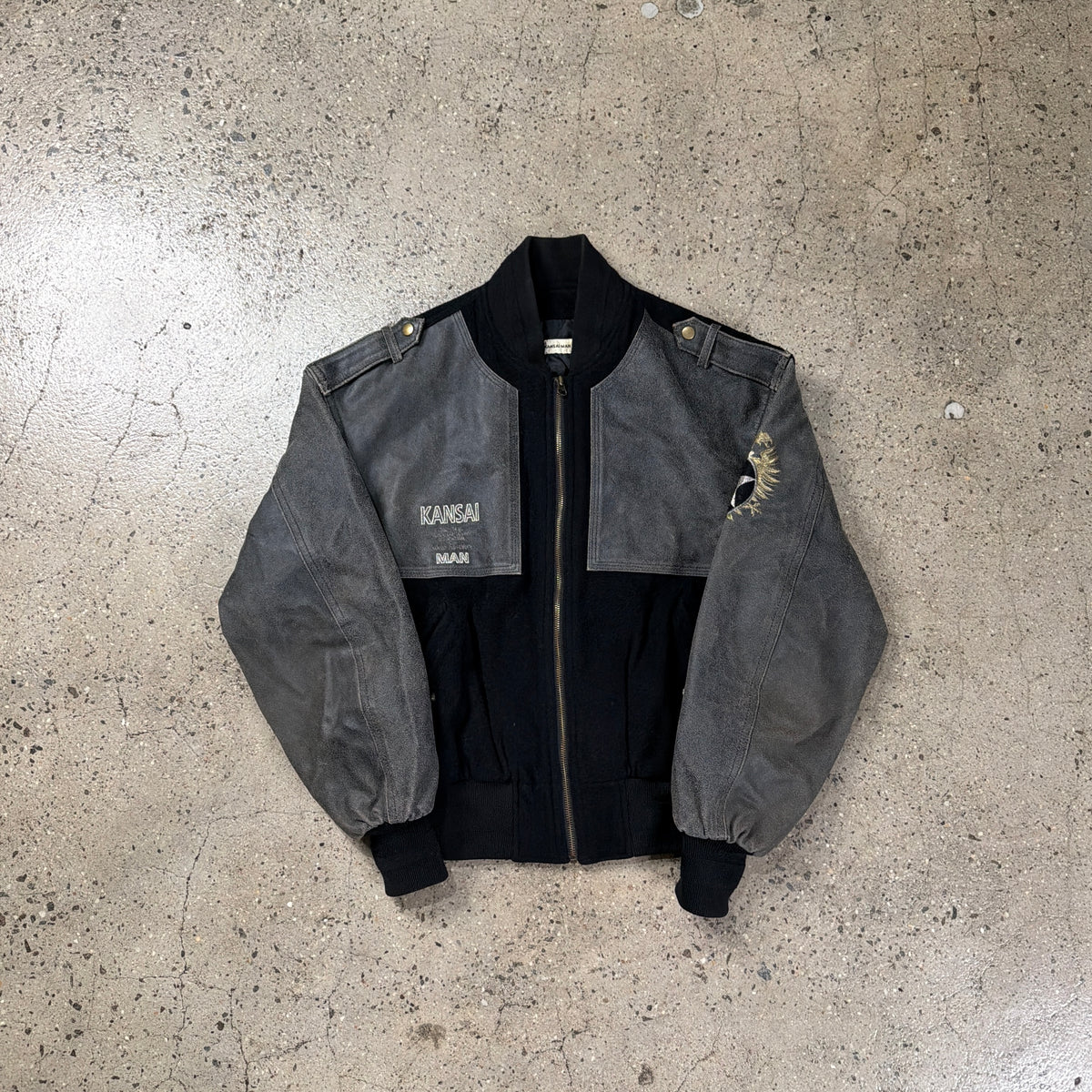 Kansai Man Leather Panel Bomber Jacket