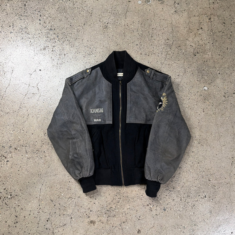 Kansai Man Leather Panel Bomber Jacket