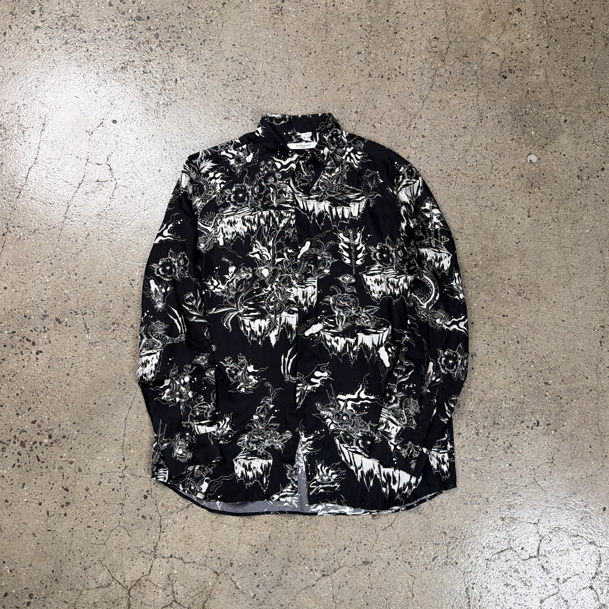 Givenchy Floral Silk Button Up LS Shirt