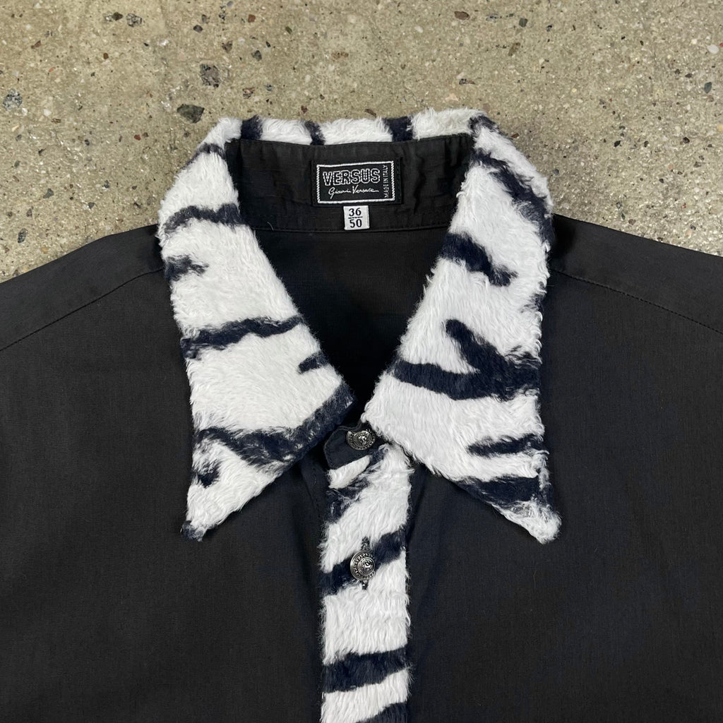 Versace Zebra Print Faux Fur Shirt