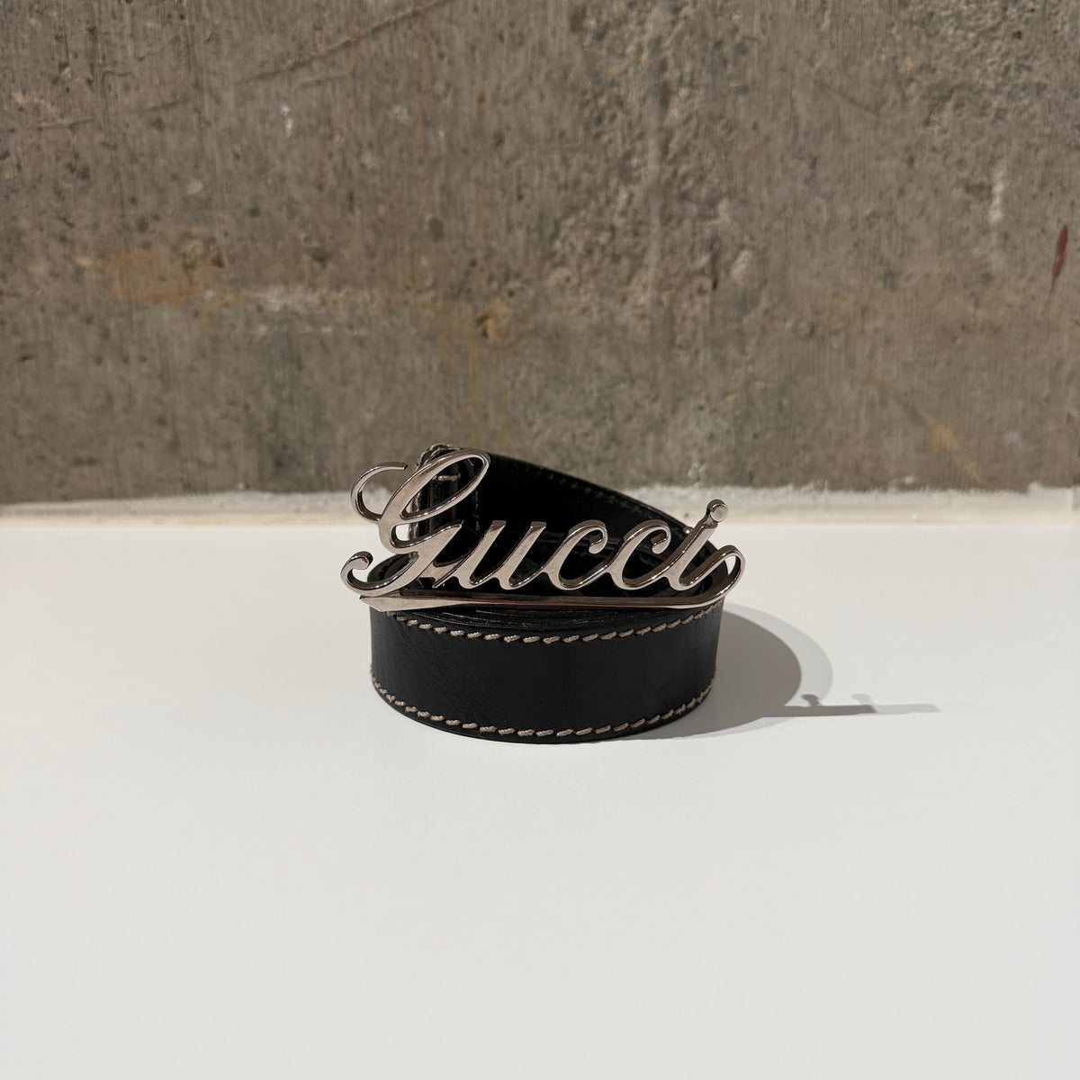 Gucci Leather Script Belt