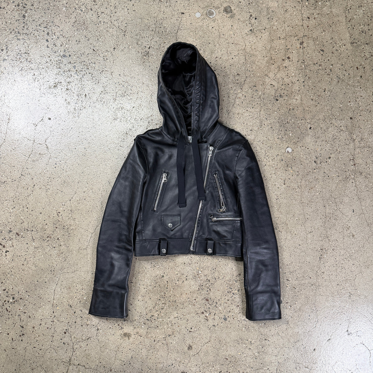 JW Anderson Drawstring Leather Biker Jacket