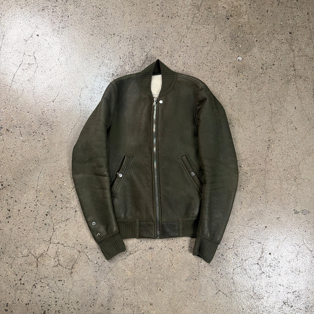 Rick Owens FW17 “Glitter” Leather Shearling Jacket