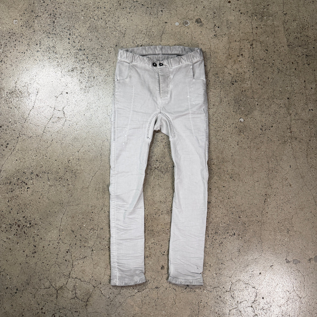 Boris Bidjan Saberi AW21 Faded Light Grey Hand Stitch Resin-Dyed Denim