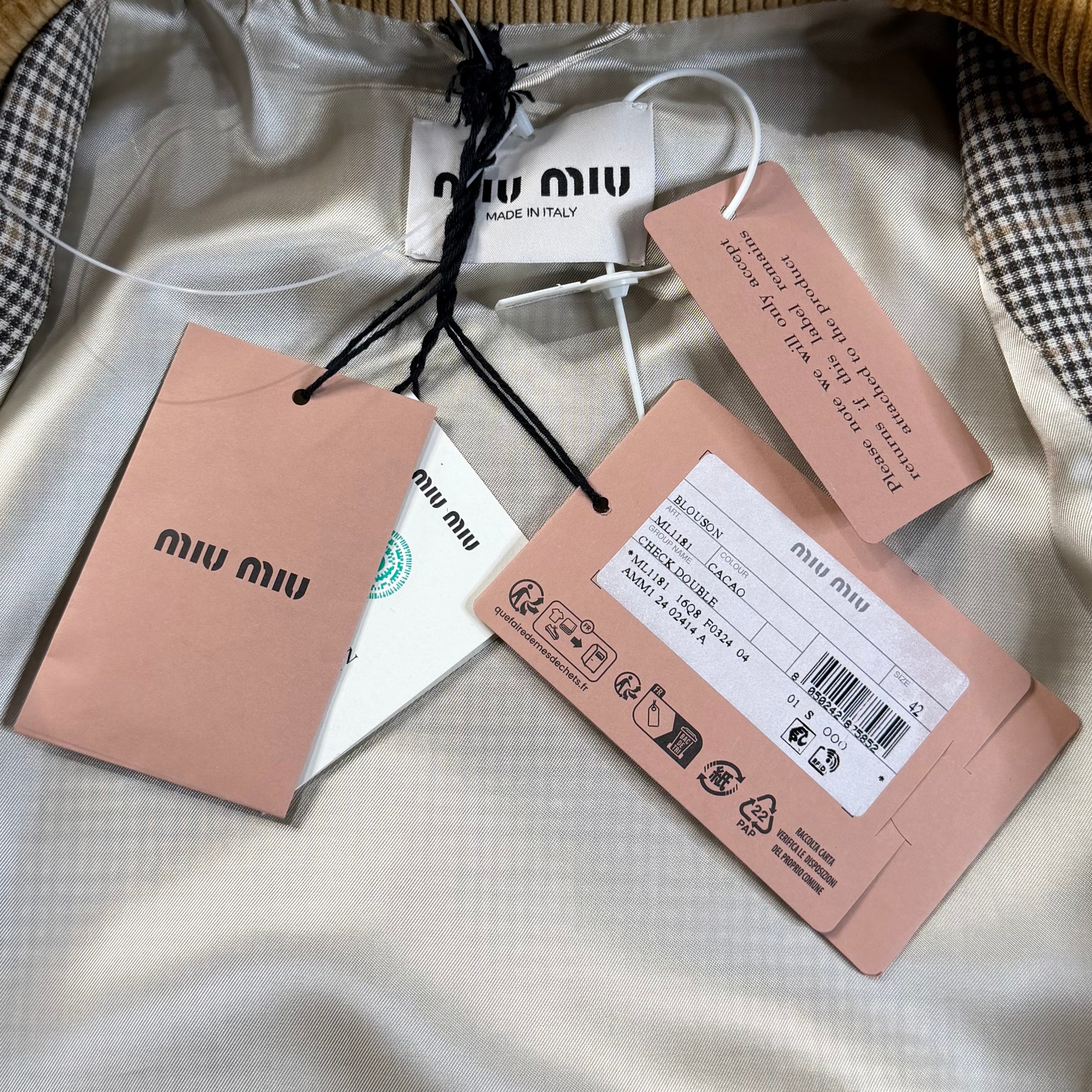 Miu Miu  Gingham Check Jacket