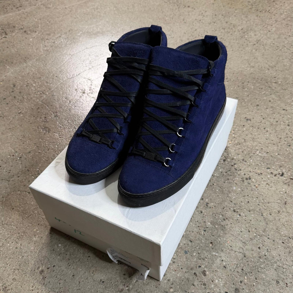 Balenciaga Suede Arena Sneakers (Blue) 12 / Blue