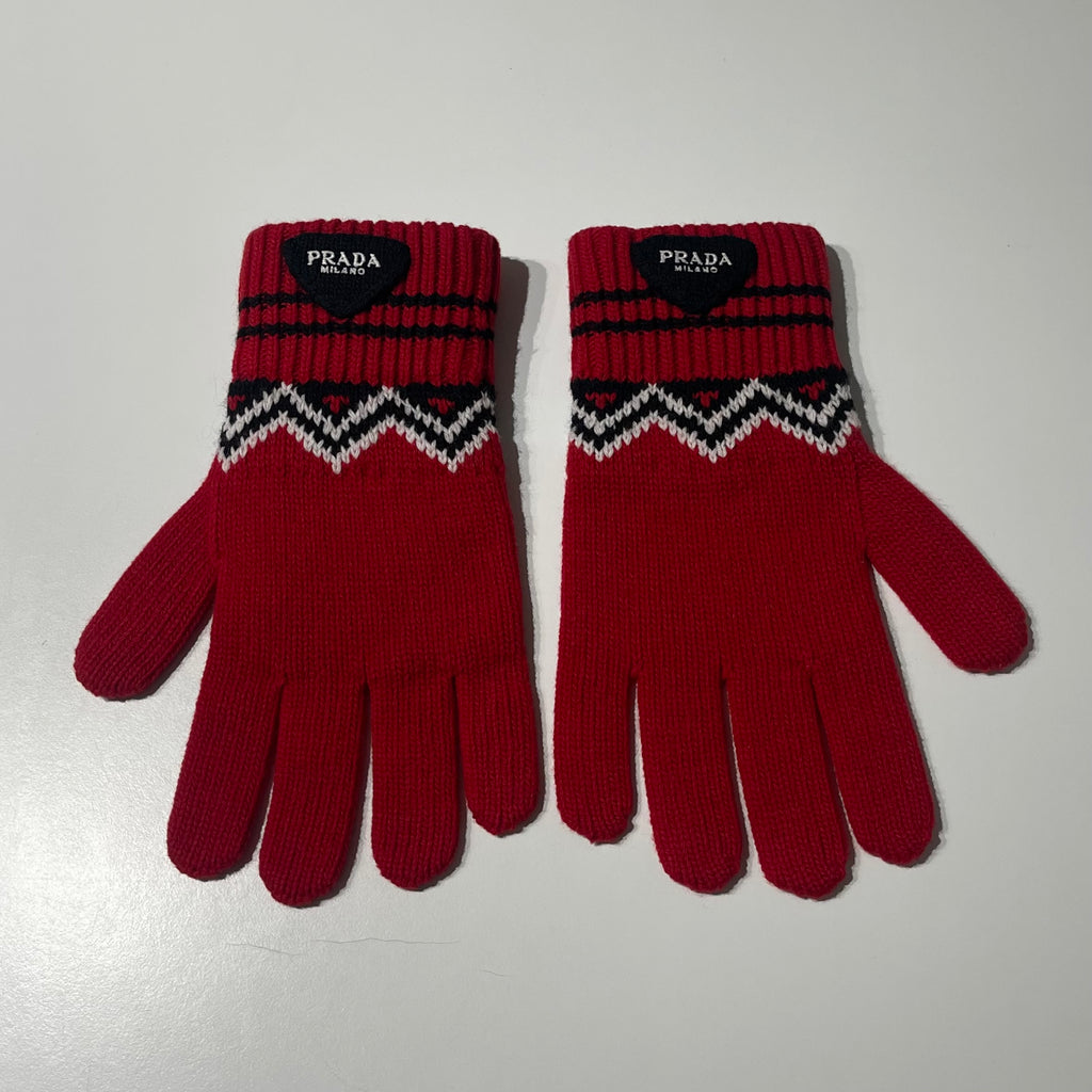 Prada Chevron Knit Gloves