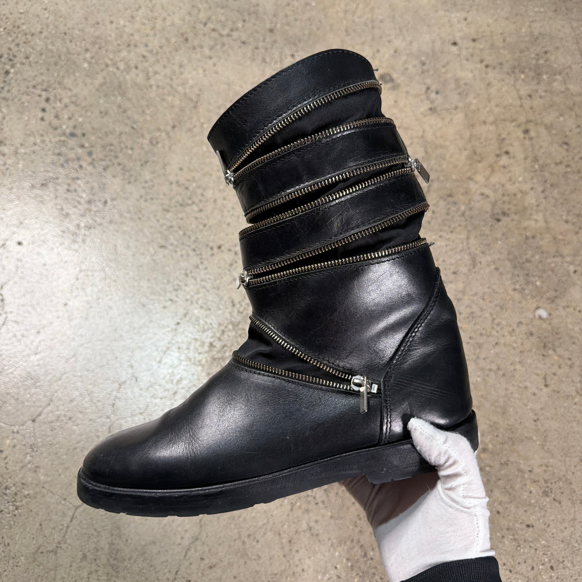 Raf Simons AW06-07 “Ashes & Heroes” Accordion Multi-Zip Boots