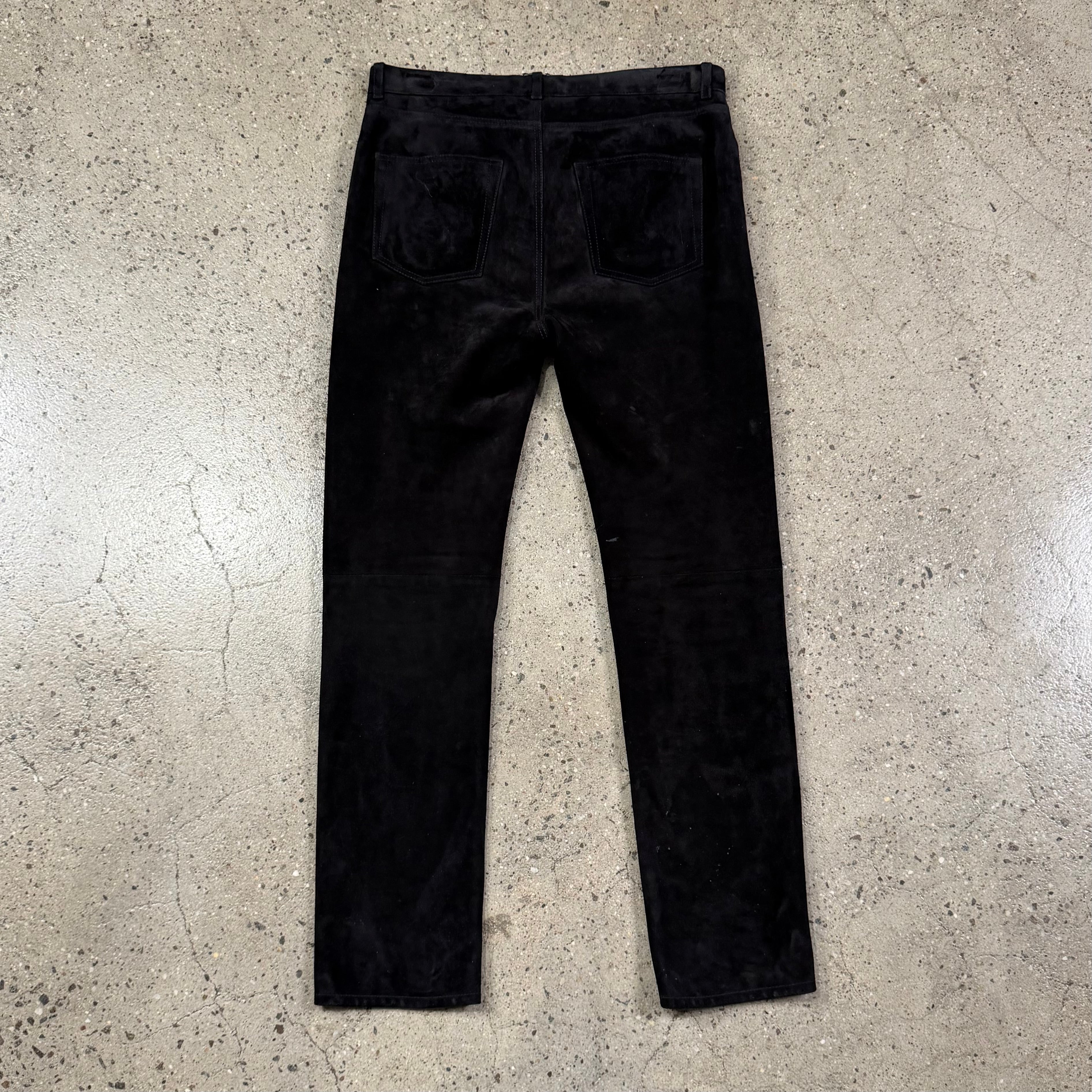 Saint Laurent Calf Leather Suede Pants
