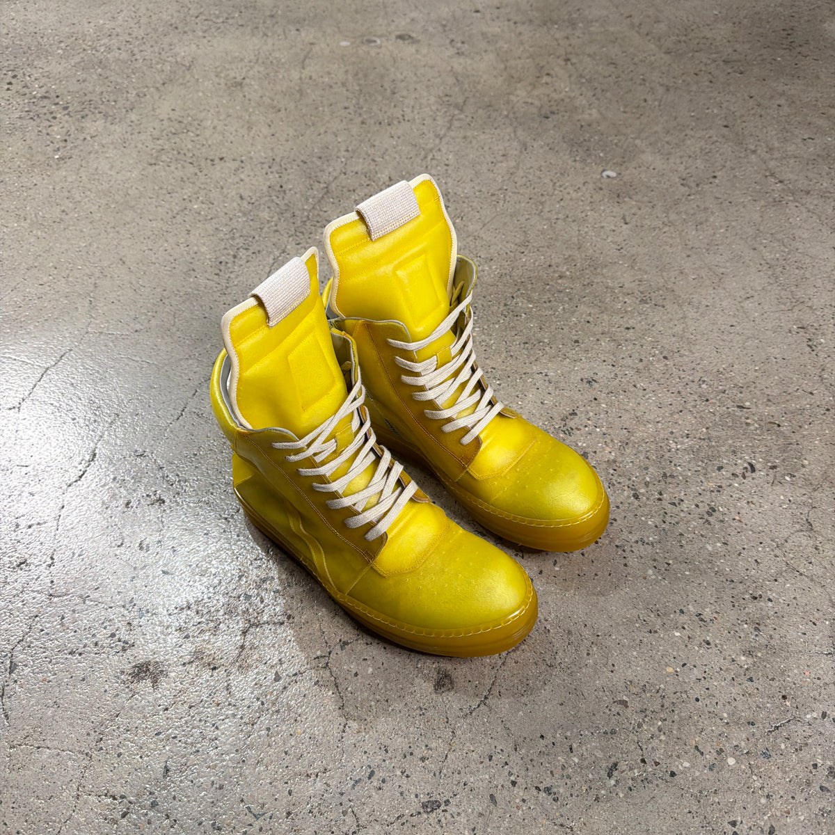 Rick Owens Edfu Transparent Leather Geobasket Sneakers
