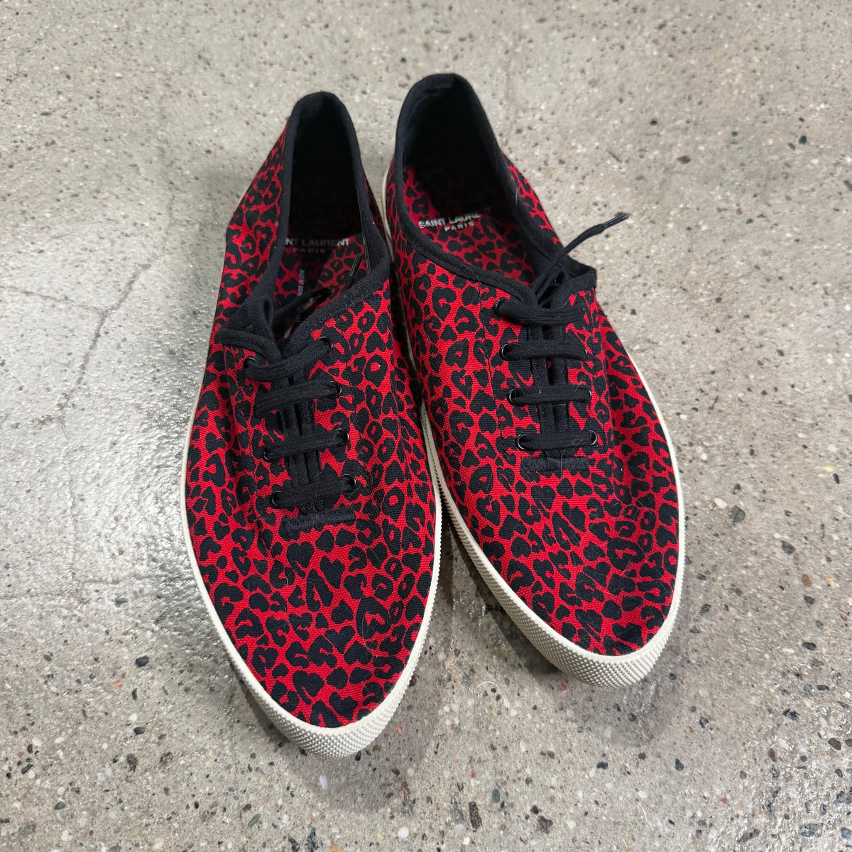 Saint Laurent Red Leopard Print Sneakers