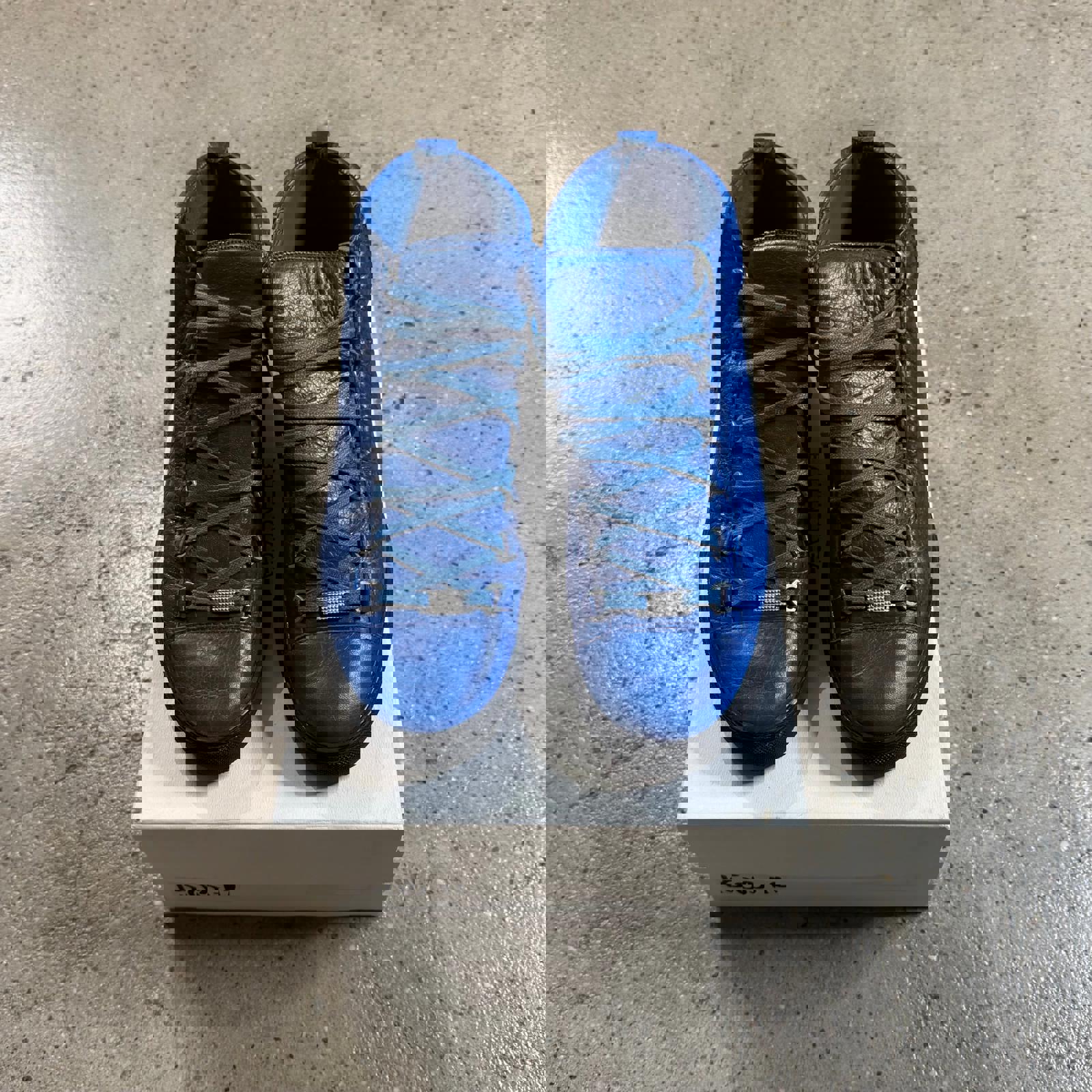 Balenciaga Leather Arena Sneakers (Blue) 12 / Blue