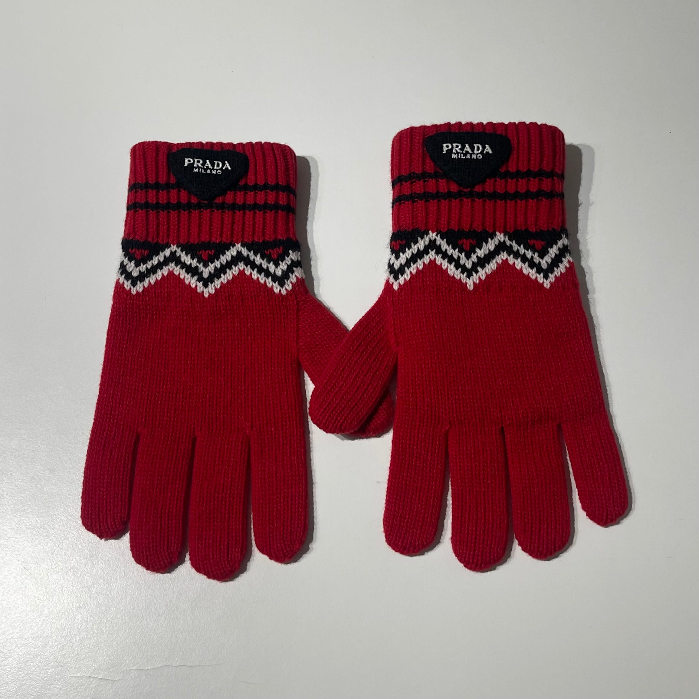 Prada Chevron Knit Gloves