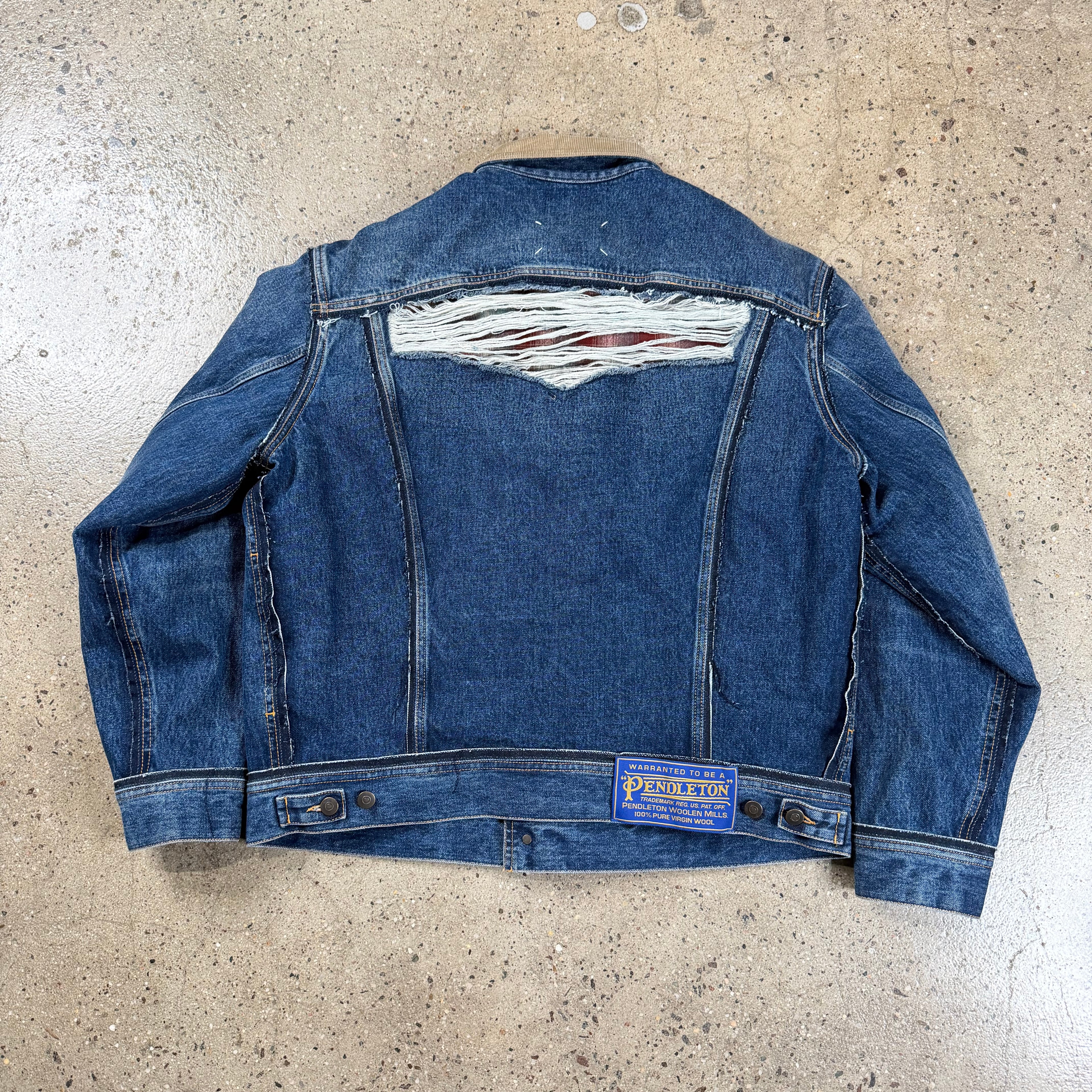 Maison Margiela X Pendleton Distressed Denim Jacket