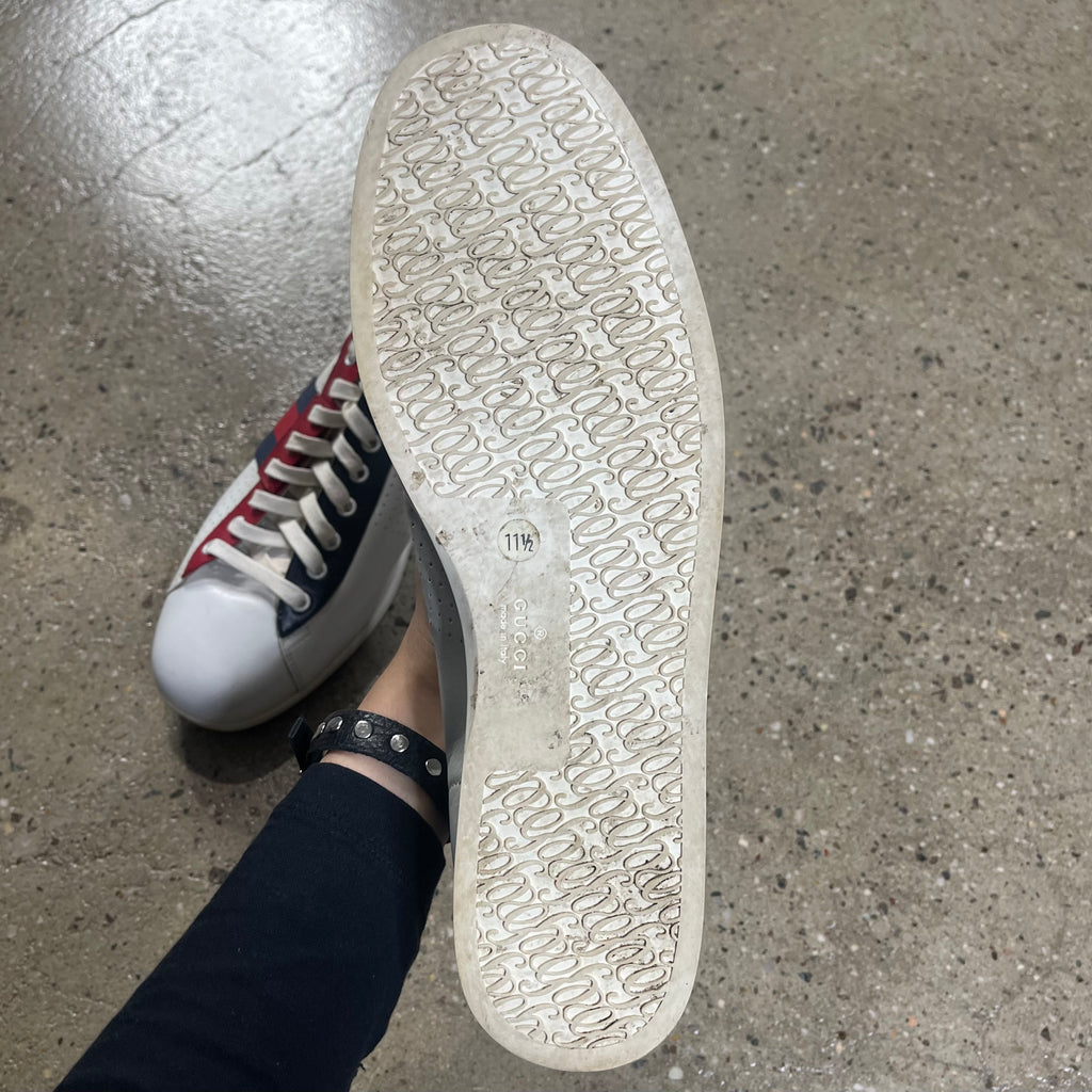 Gucci 192713 Perforated Leather Web Sneaker