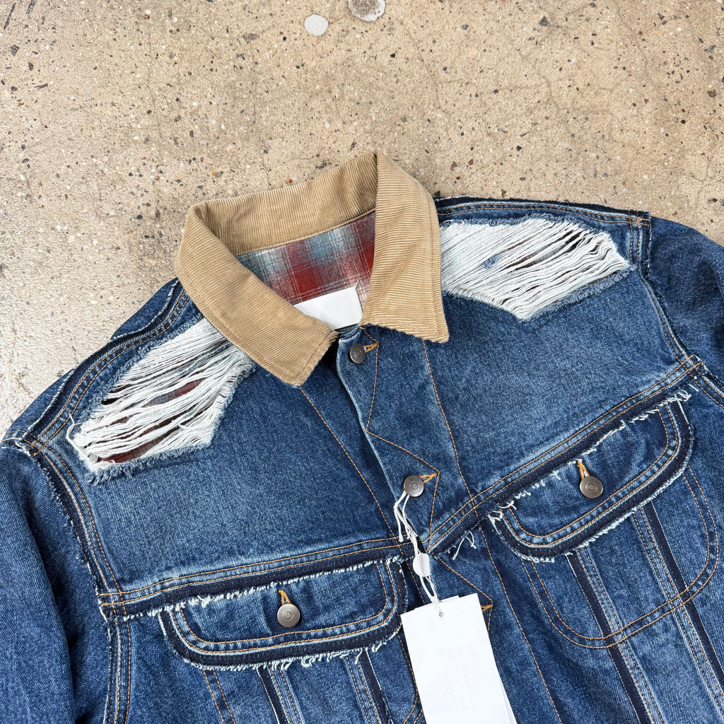 Maison Margiela X Pendleton Distressed Denim Jacket