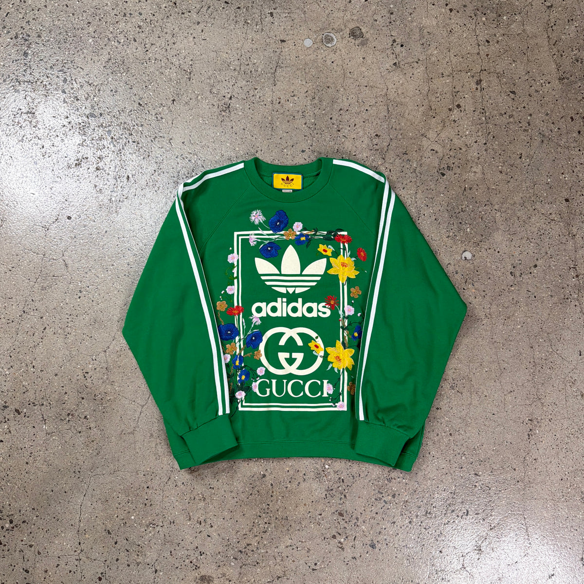 Gucci x Adidas FW22 Floral Logo Embroidered Crewneck