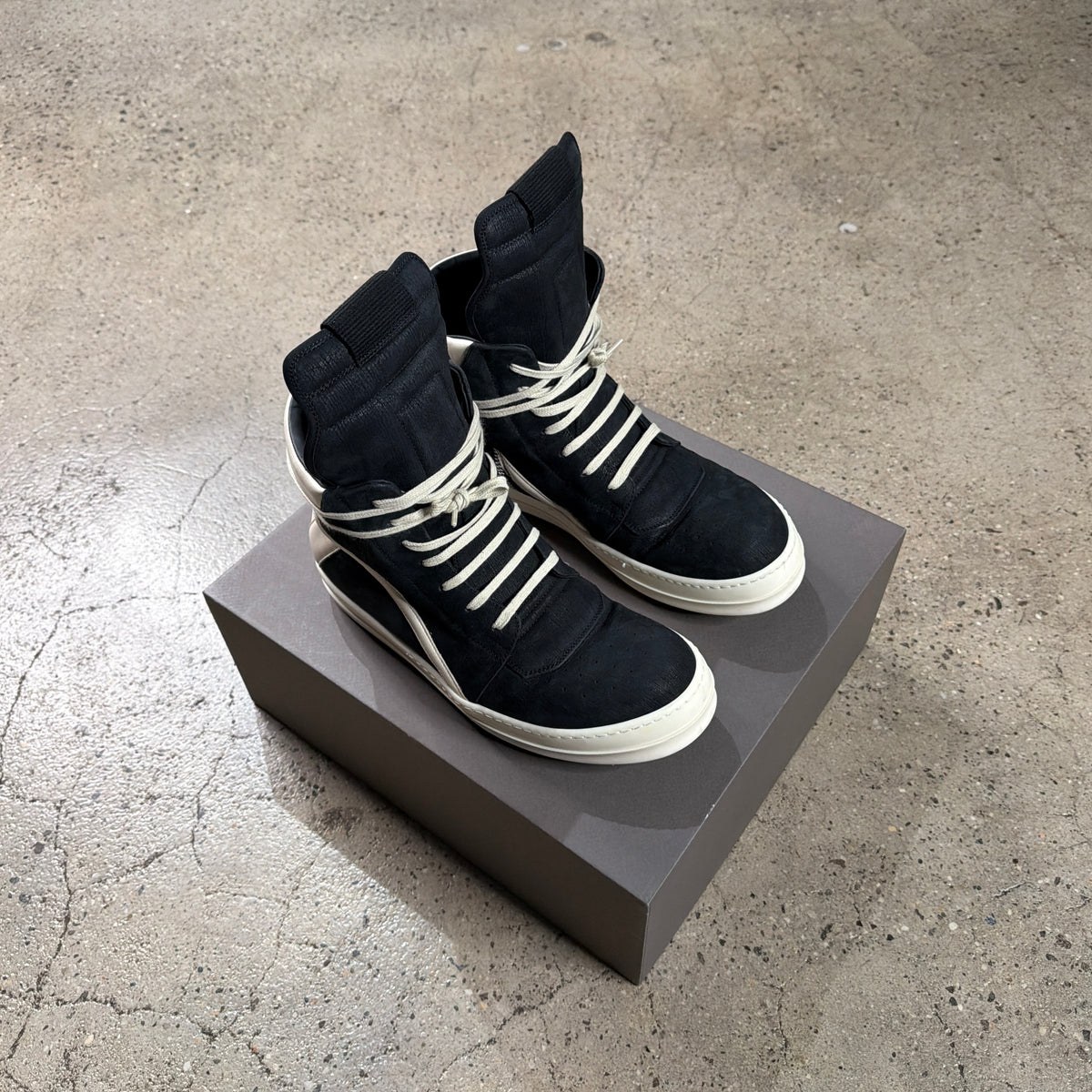 Rick Owens Waxy Goat Leather Geobasket Sneakers