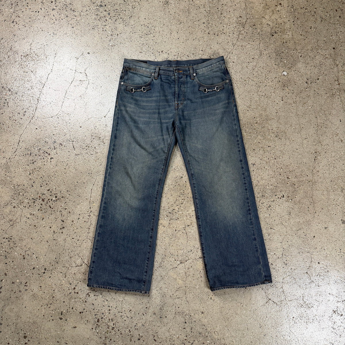 Gucci SS26 Medium Wash Horsebit Jeans