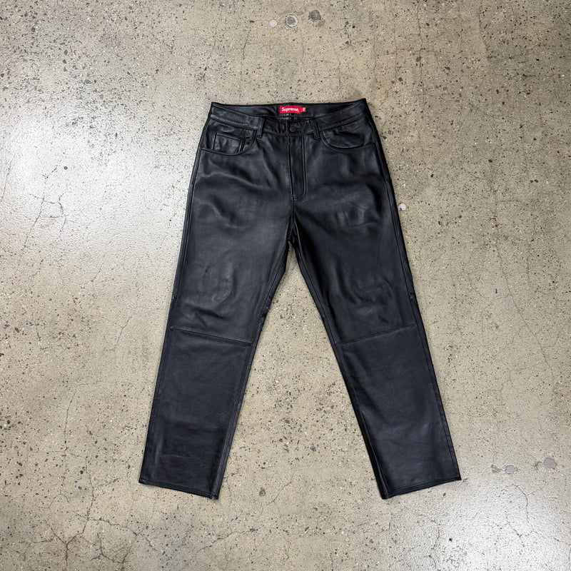 Supreme Lambskin Leather Straight Leg Pants