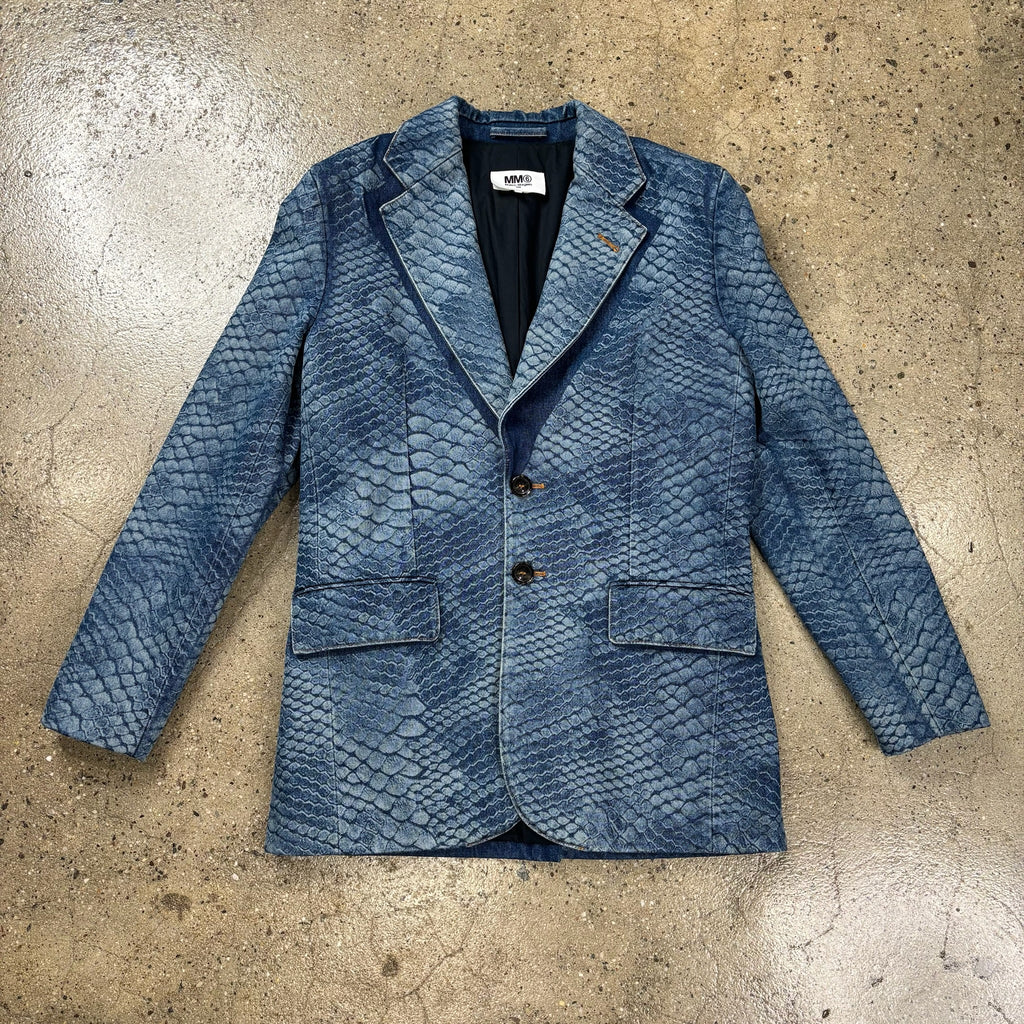 Maison Margiela  MM6 Snakeskin Print Denim Blazer