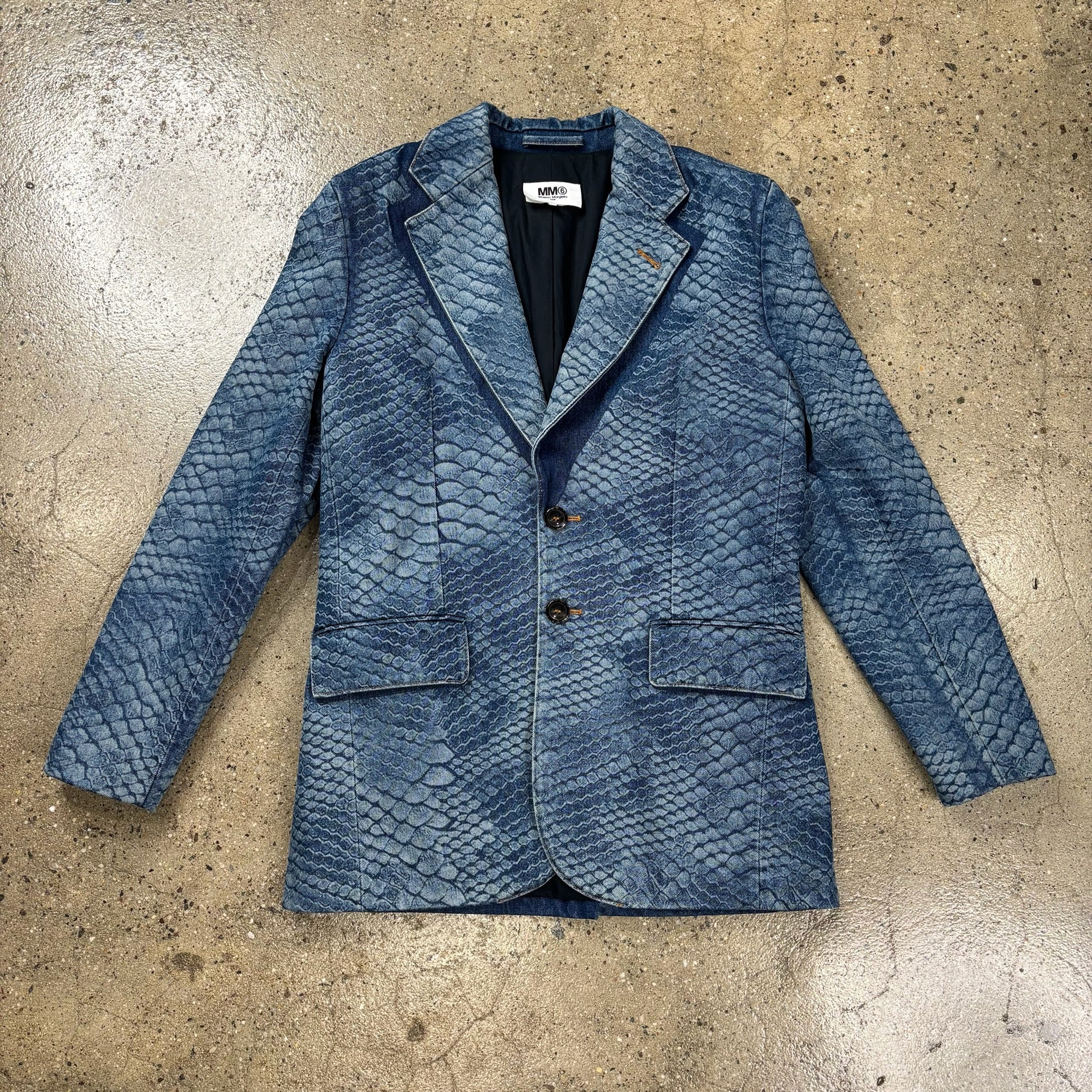Maison Margiela  MM6 Snakeskin Print Denim Blazer